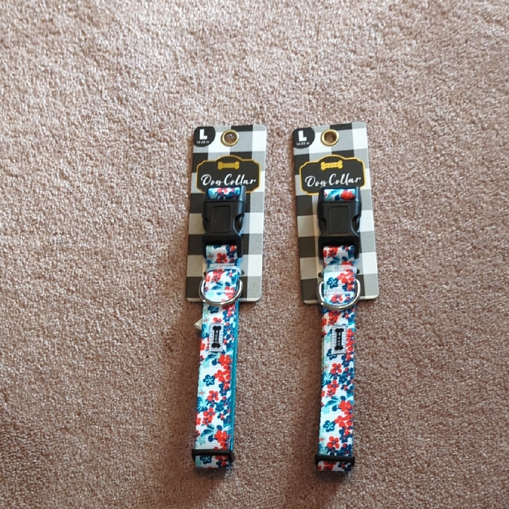 Floral Dog Collar for DOGS - Red& Blue 16-26" Dog 2 Brand NewWoofDogCollars Sale